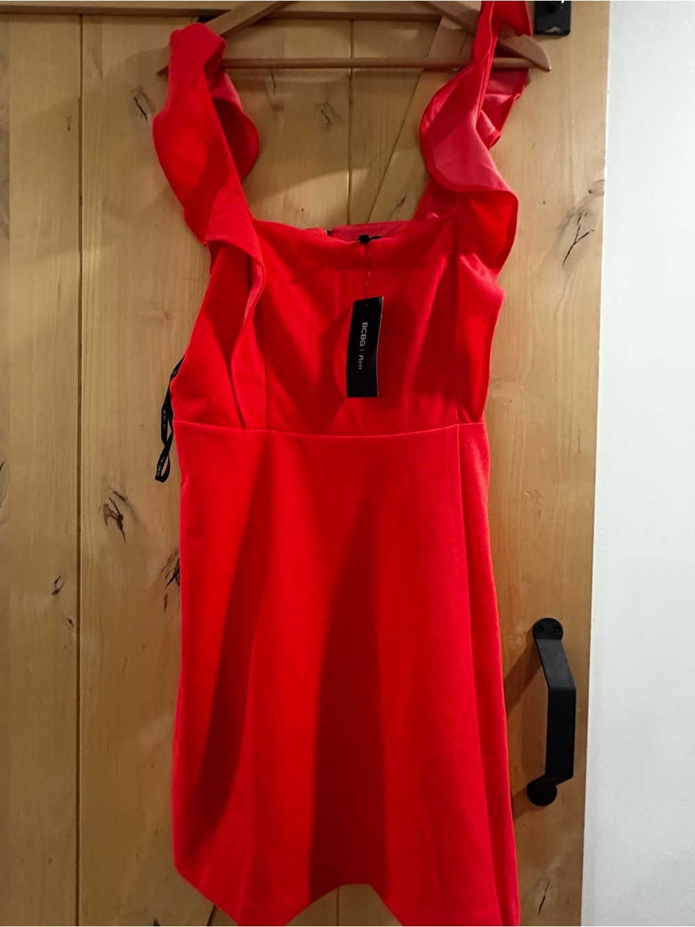 BCBG Red Ruffle Strap Mini Dress